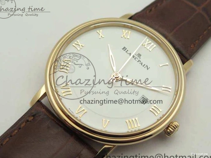 0309 Villeret 6651 RG ZF 1:1 Best Edition White Dial On Brown Leather Strap A Unique 8097
